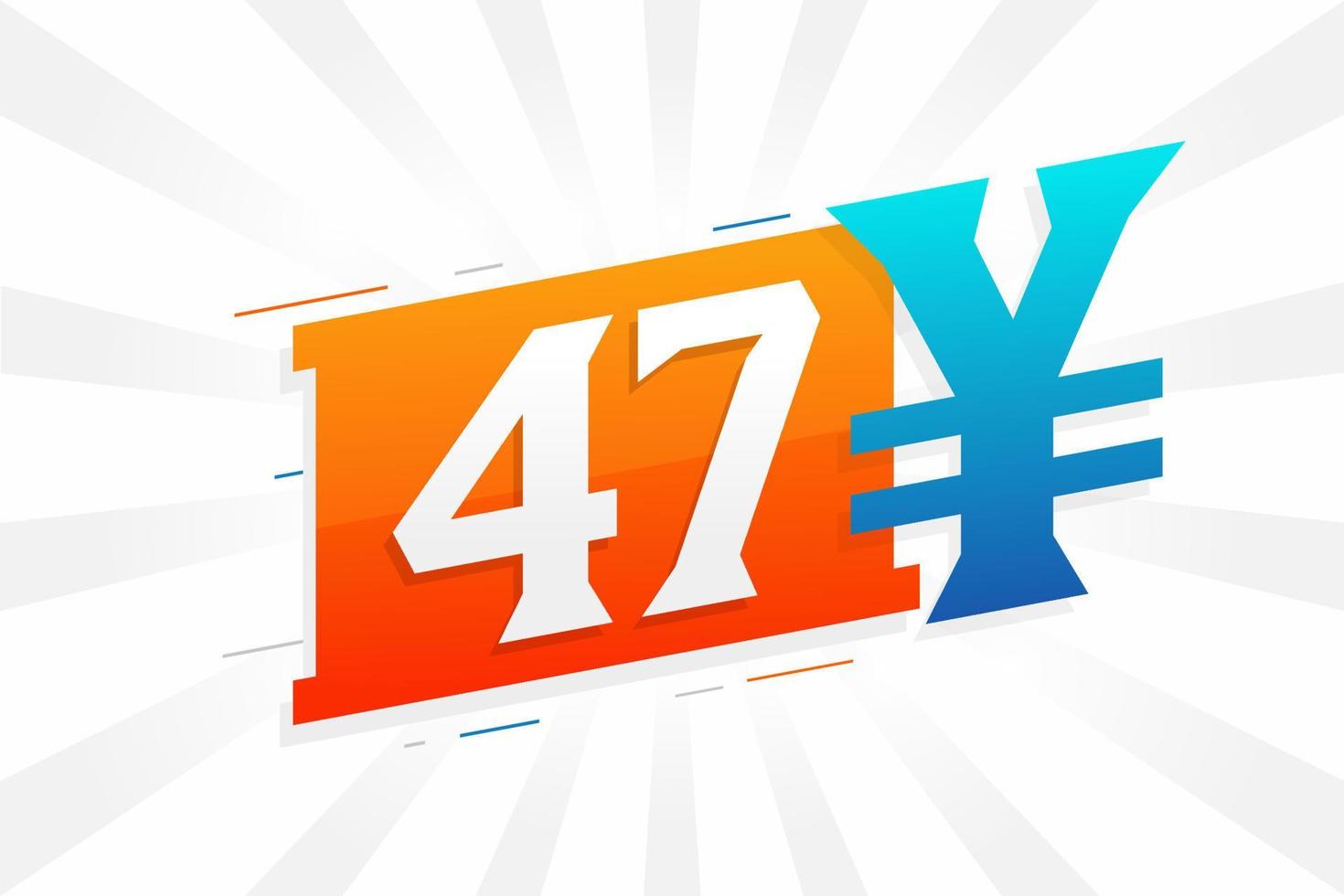 47 Yuan chinesische Währung Vektortextsymbol. 47 Yen japanische Währung Geld Aktienvektor vektor