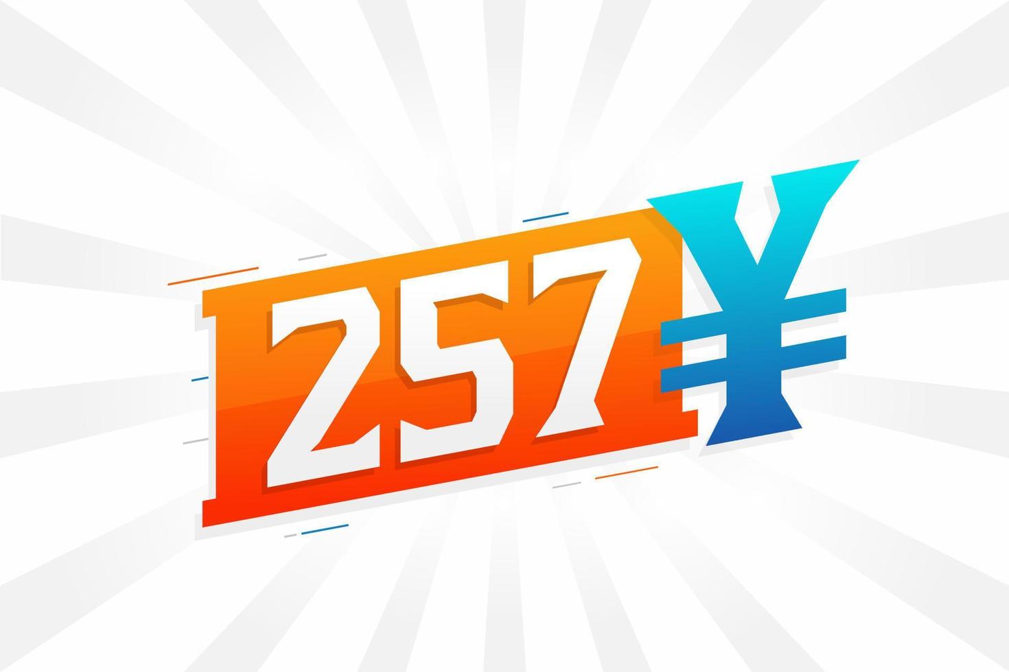 257 yuan kinesisk valuta vektor text symbol. 257 yen japansk valuta pengar stock vektor