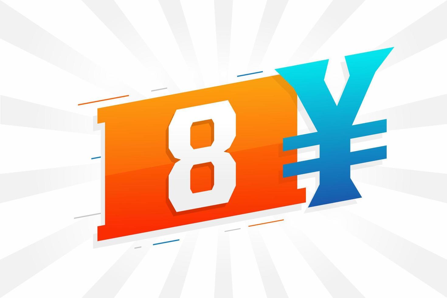 8 Yuan chinesische Währung Vektortextsymbol. 8 Yen japanische Währung Geld Aktienvektor vektor