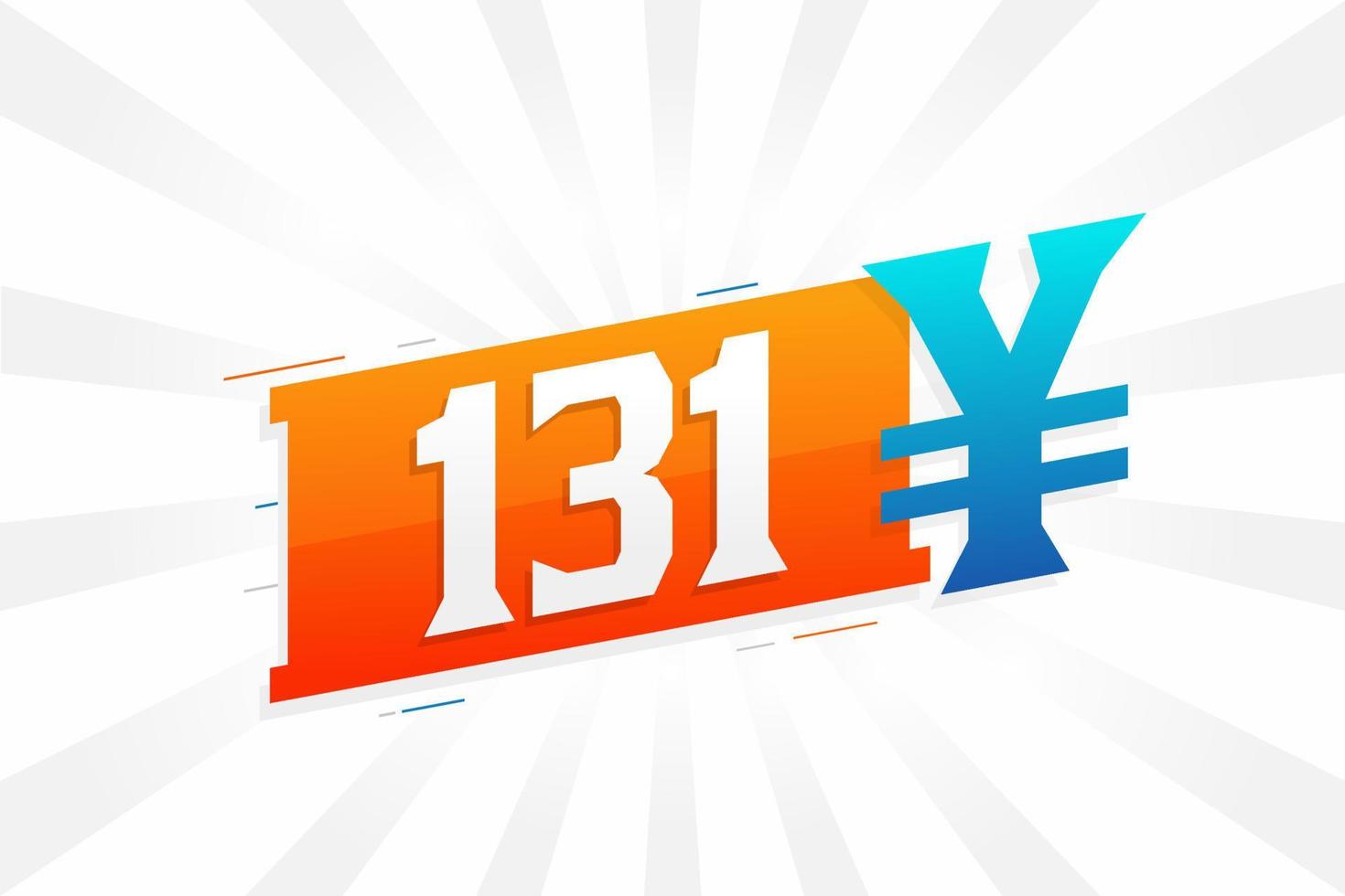 131 yuan kinesisk valuta vektor text symbol. 131 yen japansk valuta pengar stock vektor