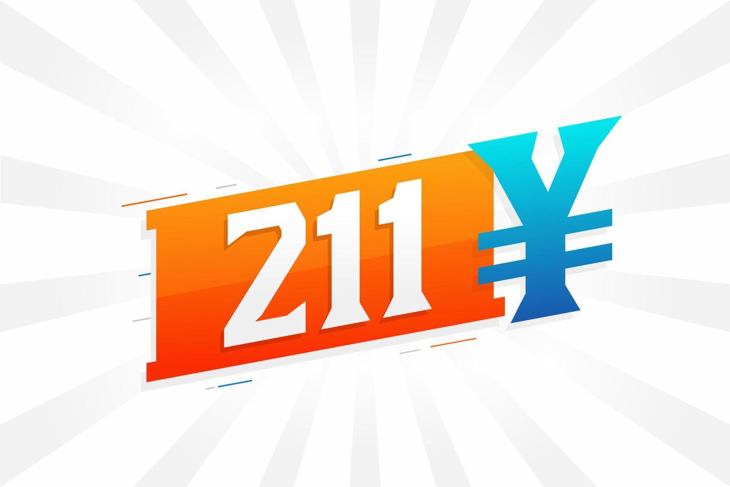 211 Yuan chinesische Währung Vektortextsymbol. 211 Yen japanische Währung Geld Aktienvektor vektor