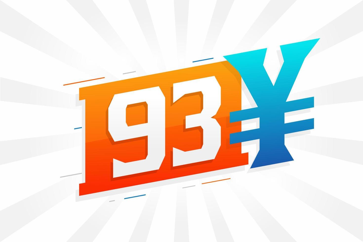 93 yuan kinesisk valuta vektor text symbol. 93 yen japansk valuta pengar stock vektor