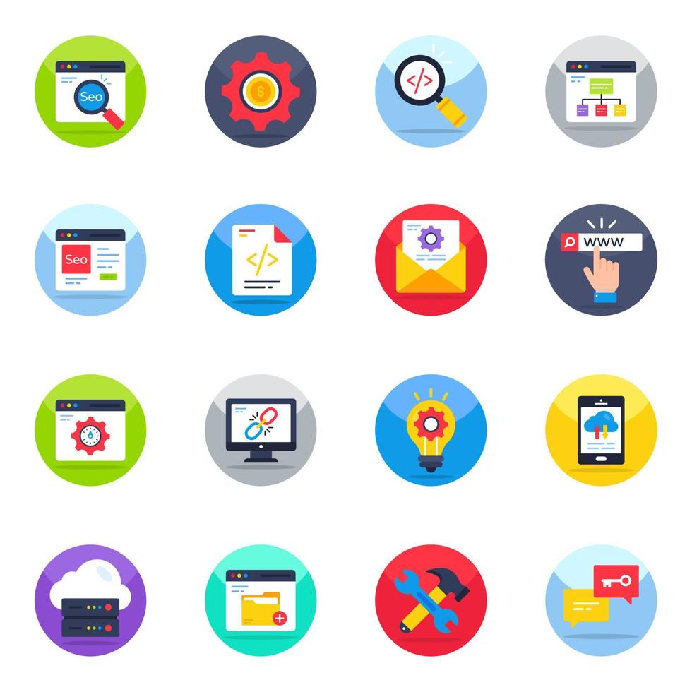 Packung mit Web-Flat-Icons vektor