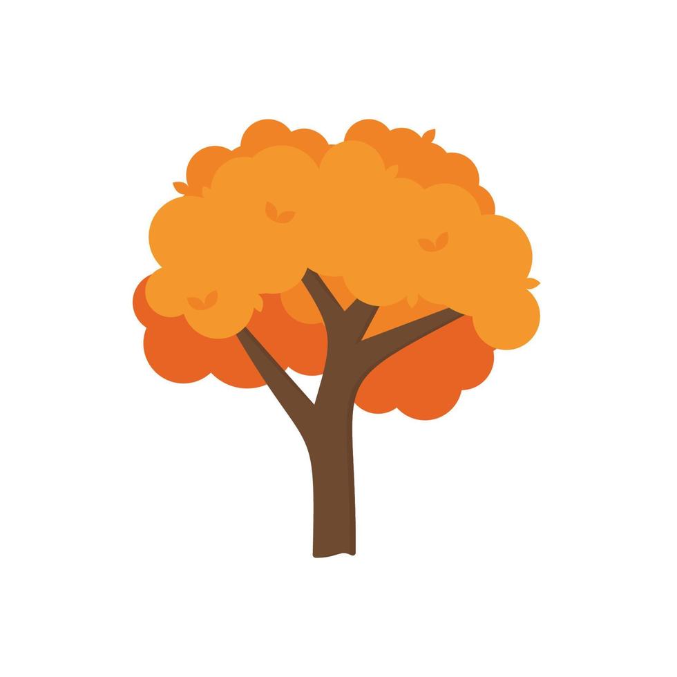 färgrik höst träd. tecknad serie gul orange falla träd och höstlig trädgård buske ikon med falla säsong guld löv för stad parkera och skog landskap bakgrund vektor isolerat symbol