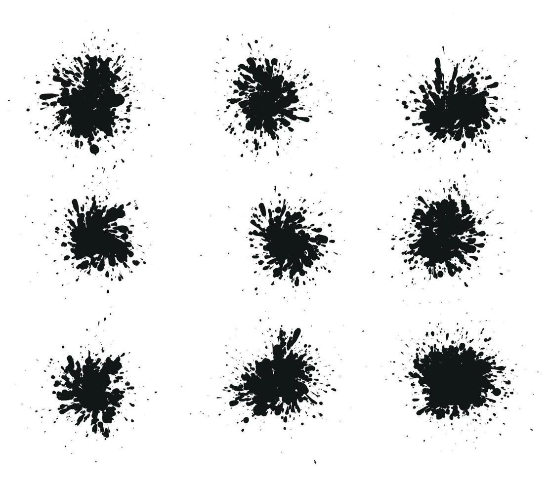 abstrakter schwarzer Tintenspritzerhintergrund, Entwurfsschablone des Schmutzvektors - Pinsel vektor