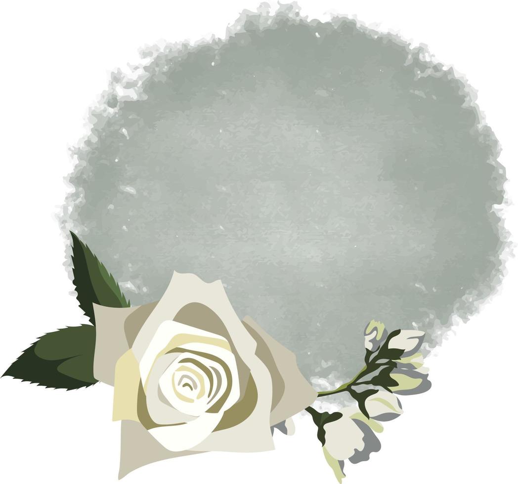 Blumenarrangement mit weißer Rose und Jasmin auf aquarellfarbenem Hintergrund vektor