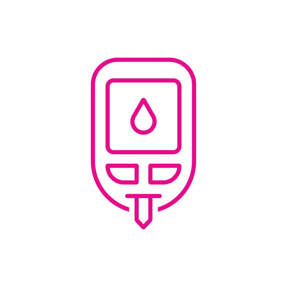 eps10 rosa Vektor Blutzuckerüberwachungssystem Liniensymbol isoliert auf weißem Hintergrund. Glucometer-Umrisssymbol in einem einfachen, flachen, trendigen, modernen Stil für Ihr Website-Design, Logo und Ihre mobile App