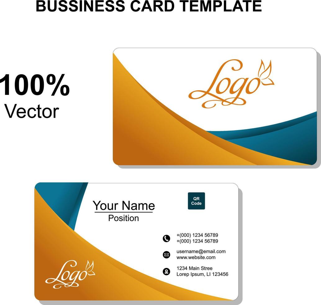 kostenlose Vorlage für Visitenkarten-Design mit blauer und oranger Farbe vektor
