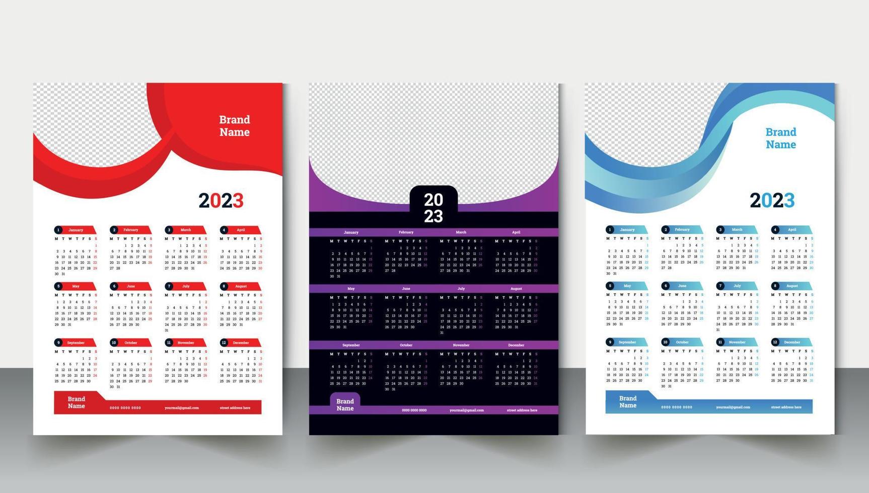 2023 kalender design vektor uppsättning mall företags- design vecka Start på måndag. ny år kalender design 2023. ny år 2023 kalender design.