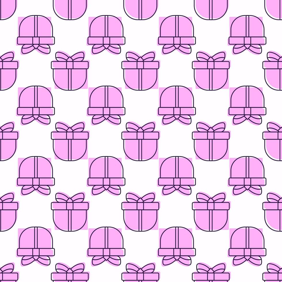 sömlös mönster av rosa presentlåda på vit bakgrund för webbplatser, textil, tyg. pastell enkel illustration. jul, vinter- och ny år begrepp. vektor