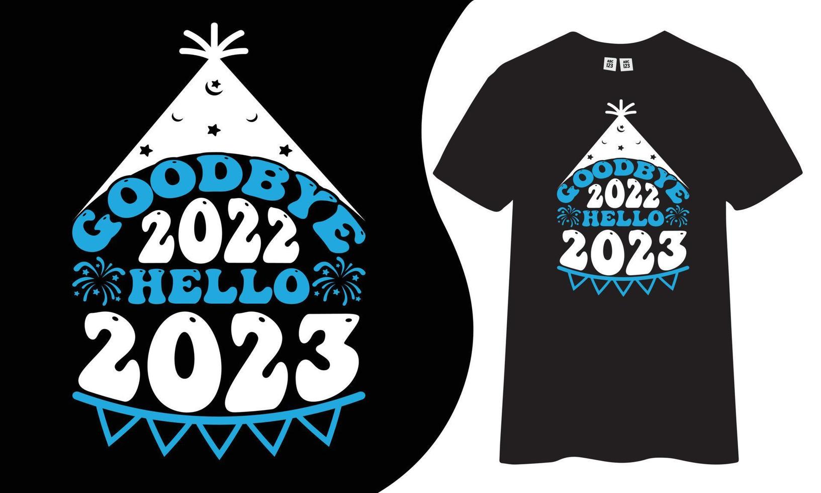 frohes neues jahr 2023 t-shirt design. vektor