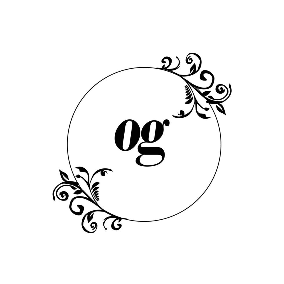 anfänglicher og-logo-monogrammbuchstabe feminine eleganz vektor
