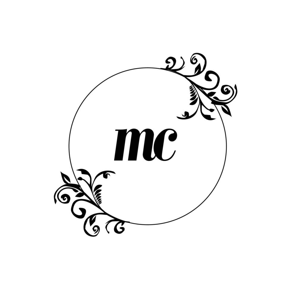 första mc logotyp monogram brev feminin elegans vektor