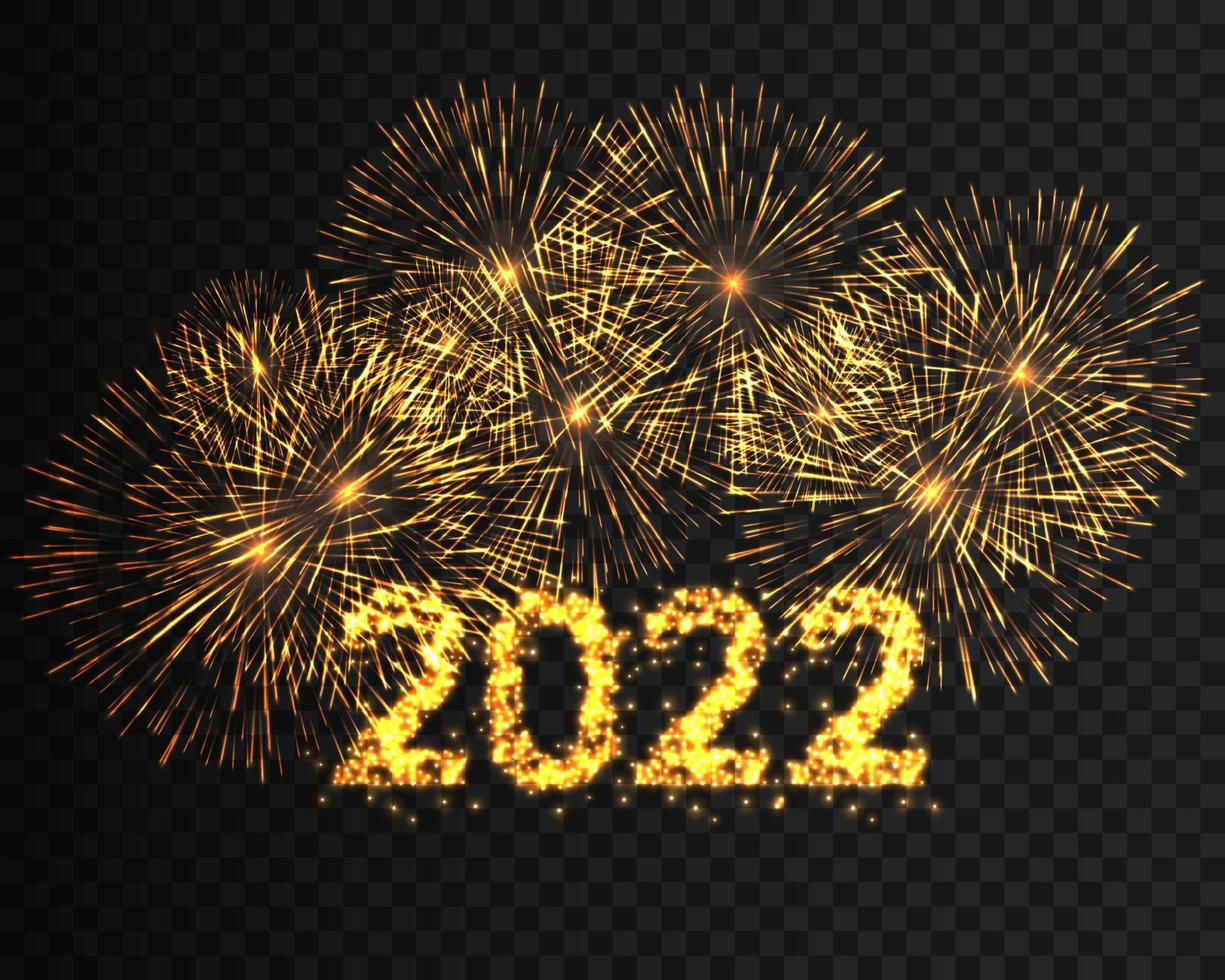 Lycklig ny år 2022 bakgrund. festlig fyrverkeri mall. vektor illustration