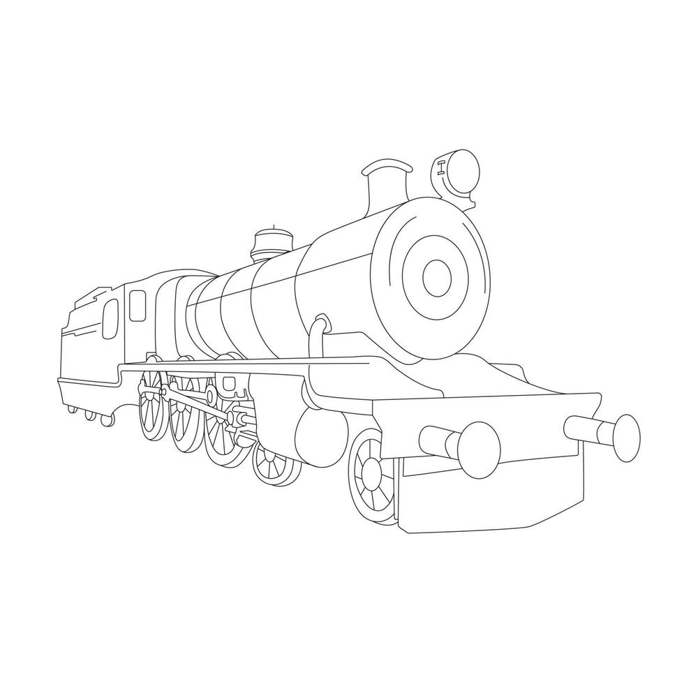 Strichzeichnungen der alten Dampflokomotive-Vektorillustration vektor