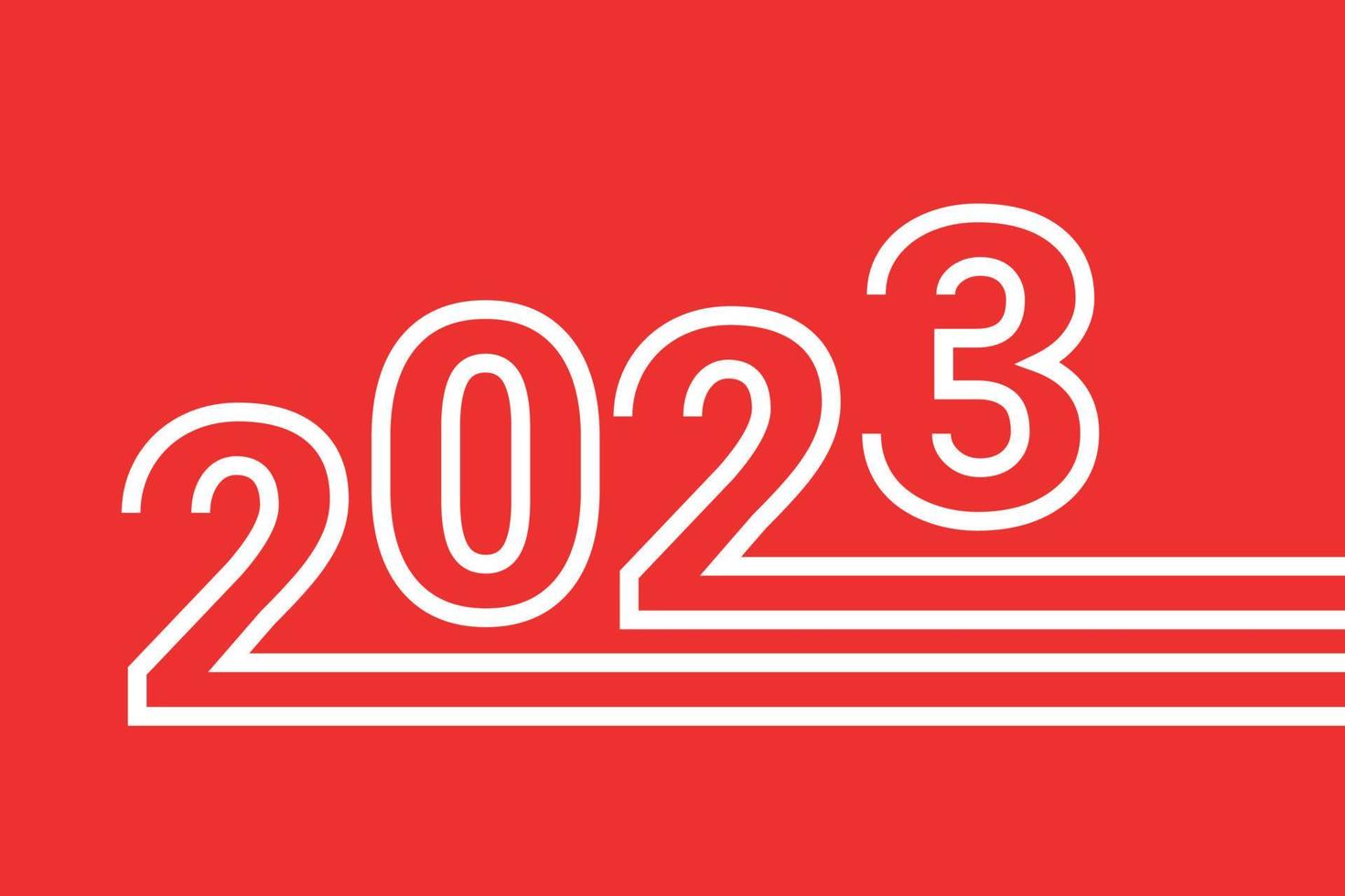 stilvolles gestreiftes 2023-Zahlendesign mit frohem neuen Jahr 2023. vektor