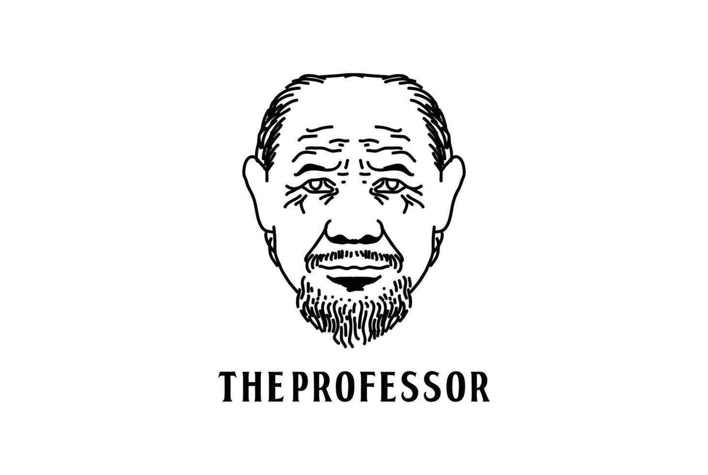 hand dragen gammal man manlig professor läkare huvud ansikte logotyp vektor