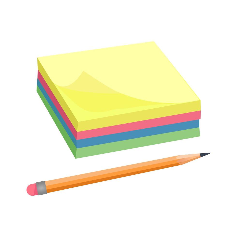Bleistift und Aufkleber Notizpapier vektor