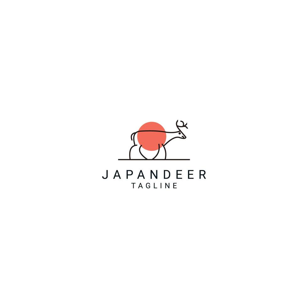 Japan-Hirsch-Logo-Vektor-Icon-Design-Vorlage vektor