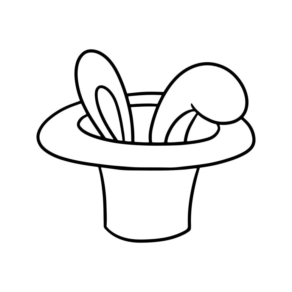 svartvit hatt för en trollkarl, med kanin öron, vektor illustration i tecknad serie stil på en vit bakgrund