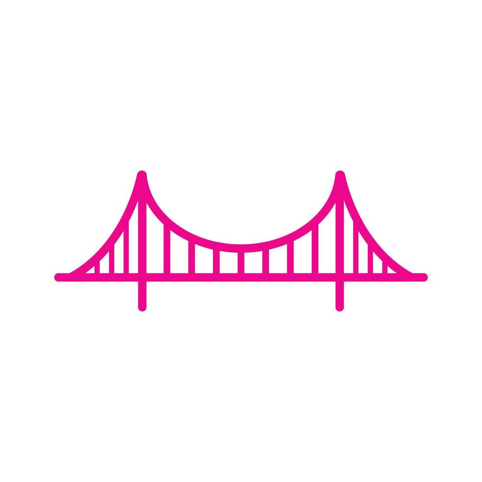 eps10 rosa Vektor Golden Gate Bridge Linie Kunstsymbol isoliert auf weißem Hintergrund. Hängebrücken-Umrisssymbol in einem einfachen, flachen, trendigen, modernen Stil für Ihr Website-Design, Logo und mobile App