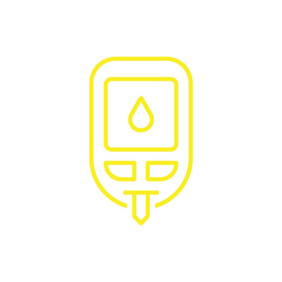 eps10 gelber Vektor Blutzuckerüberwachungssystem Liniensymbol isoliert auf weißem Hintergrund. Glucometer-Umrisssymbol in einem einfachen, flachen, trendigen, modernen Stil für Ihr Website-Design, Logo und Ihre mobile App