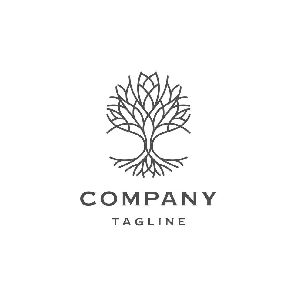 Baumlinie Logo Design Vorlage flacher Vektor