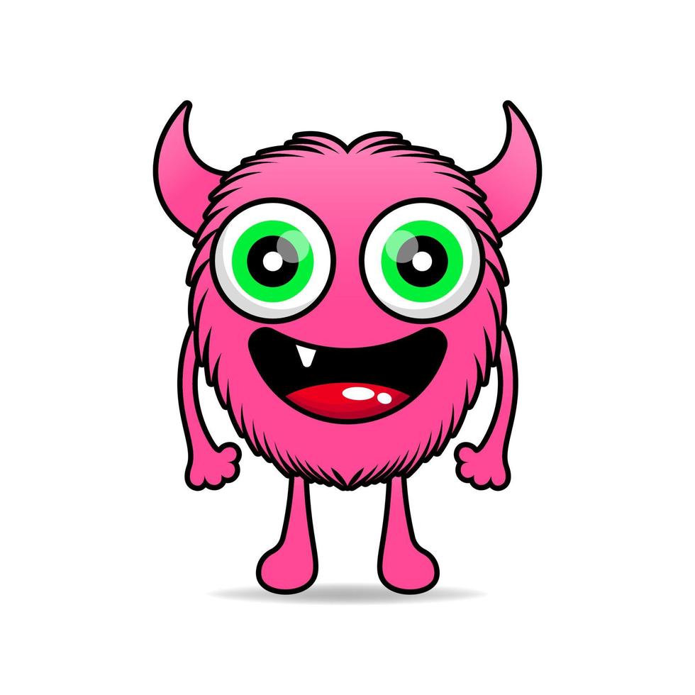 süßes pelziges monster pink design maskottchen kawaii vektor