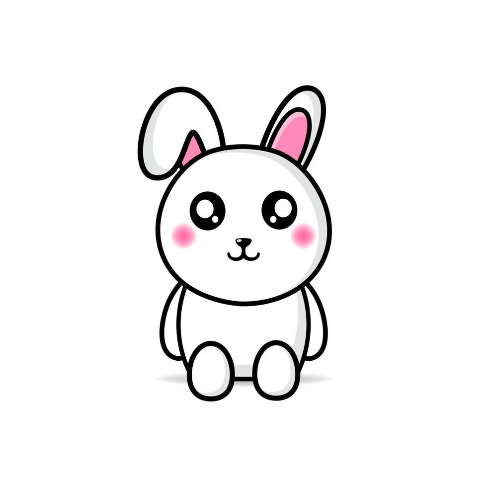 niedliches kaninchen sitzendes maskottchen design kawaii vektor