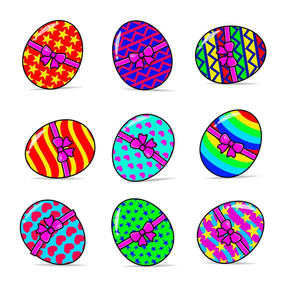 uppsättning vektor färgrik påsk ägg använder sig av band