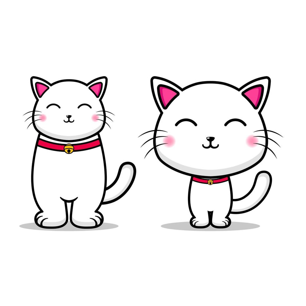 süßes 2-Katzen-Karikatur-Design-Maskottchen kawaii vektor