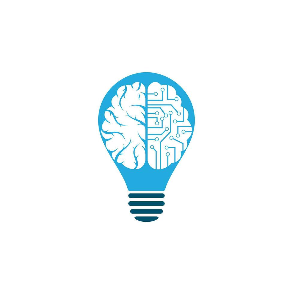 hjärna förbindelse Glödlampa form begrepp form begrepp logotyp design. digital hjärna logotyp mall. vektor