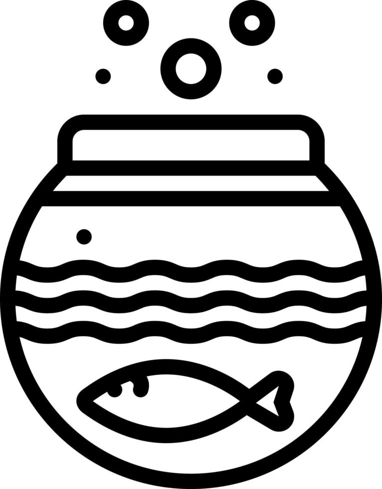 Liniensymbol für Fisch in der Schüssel vektor