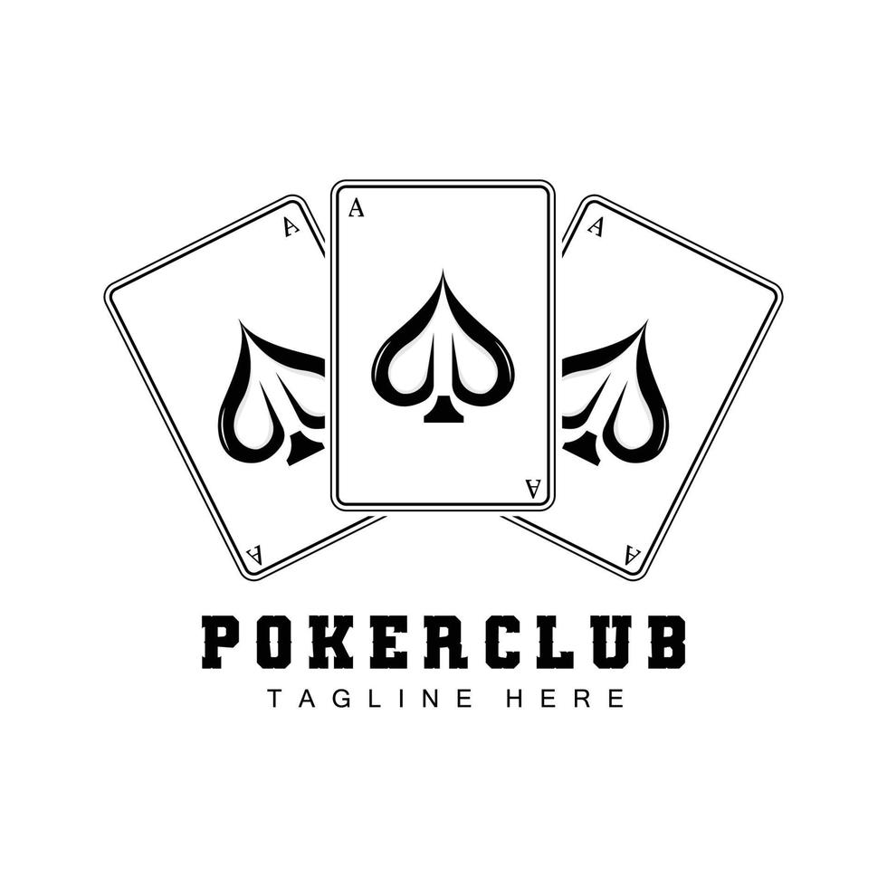 Poker-Casino-Kartenlogo, Diamantkartensymbol, Herzen, Pik, Ass. Glücksspiel-Poker-Club-Design vektor