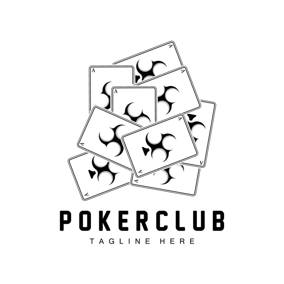 Poker-Casino-Kartenlogo, Diamantkartensymbol, Herzen, Pik, Ass. Glücksspiel-Poker-Club-Design vektor