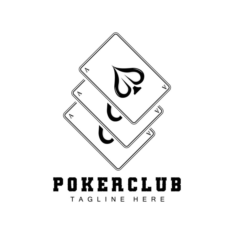 Poker-Casino-Kartenlogo, Diamantkartensymbol, Herzen, Pik, Ass. Glücksspiel-Poker-Club-Design vektor