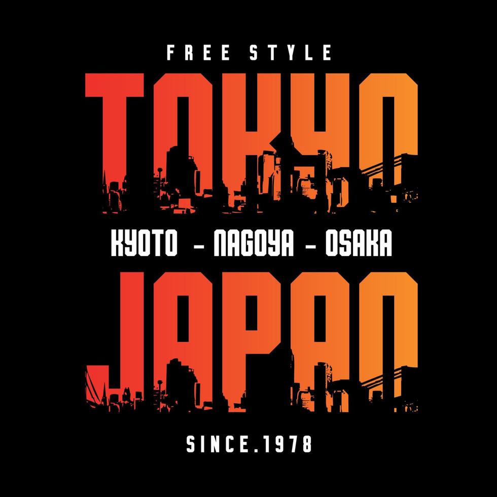 japan tokyo typografi design t-shirt skriva ut vektor illustration
