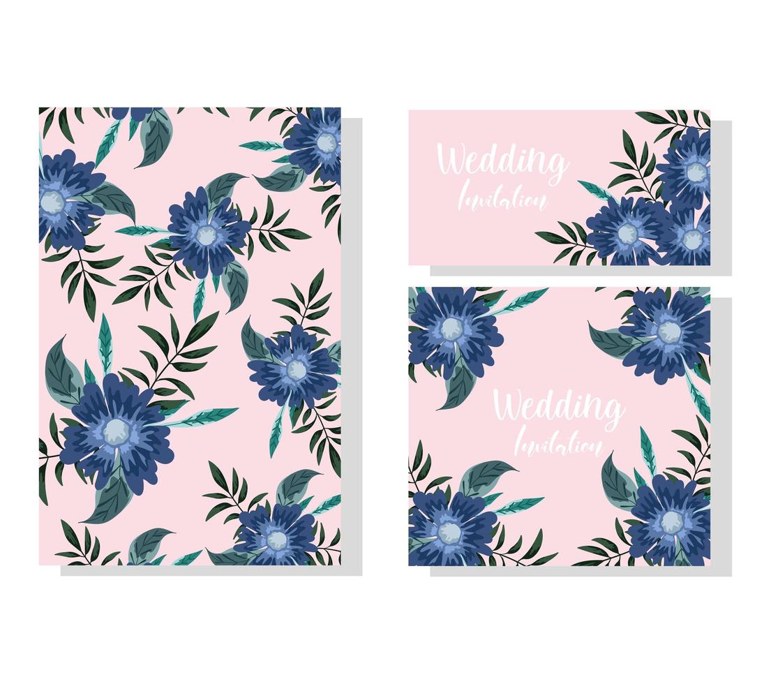 Hochzeitseinladungsblumen. dekorative Feierkarte oder Banner vektor