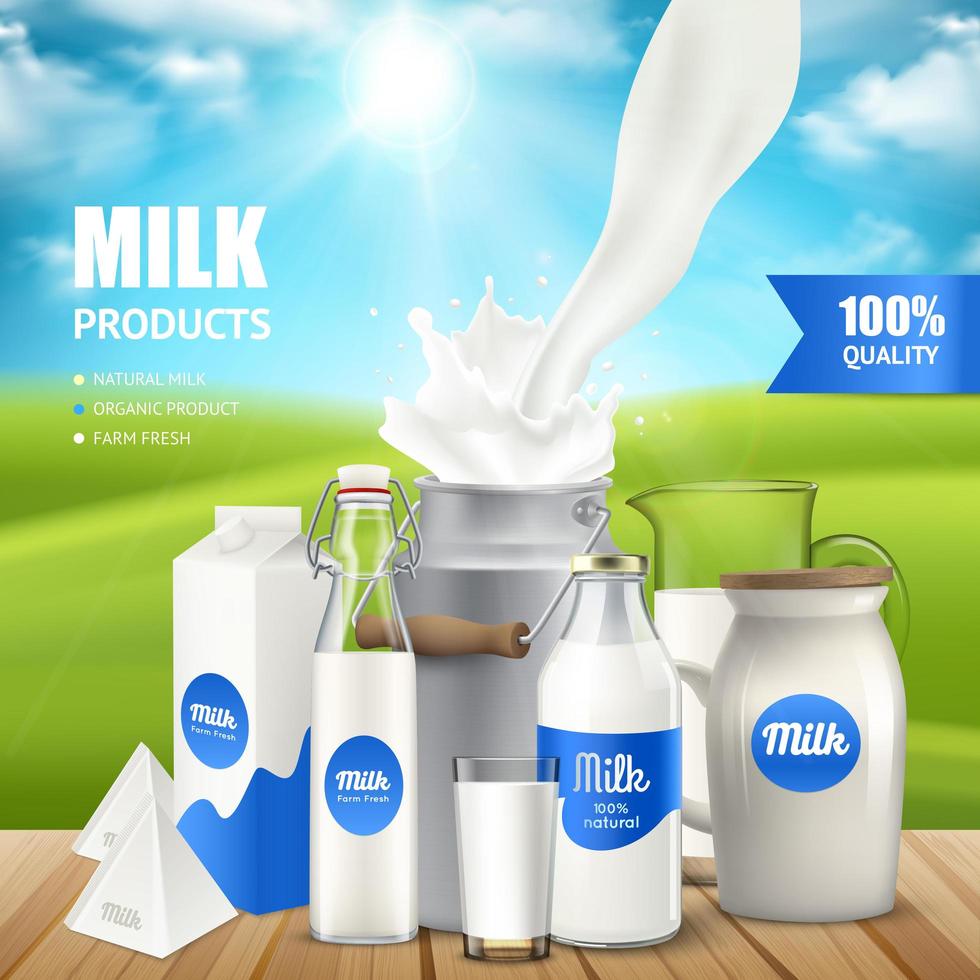 Plakat zur Vermarktung von Milchprodukten vektor