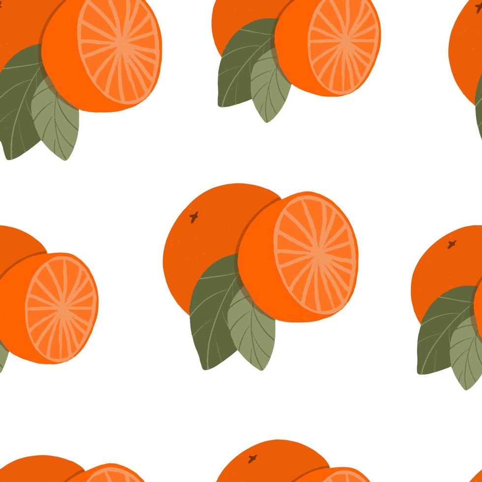 nahtlose Muster Orangenfrucht Hand gezeichnet vektor