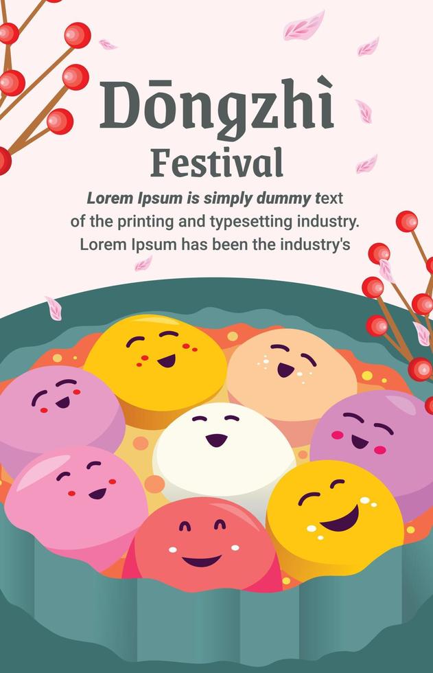 grußplakat zur feier des besonderen dongzhi dongzhi festivaltages vektor