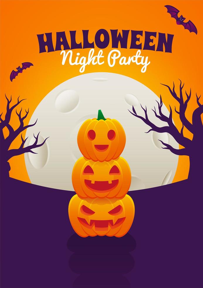 Halloween-Poster mit gestapelten Laternen vektor