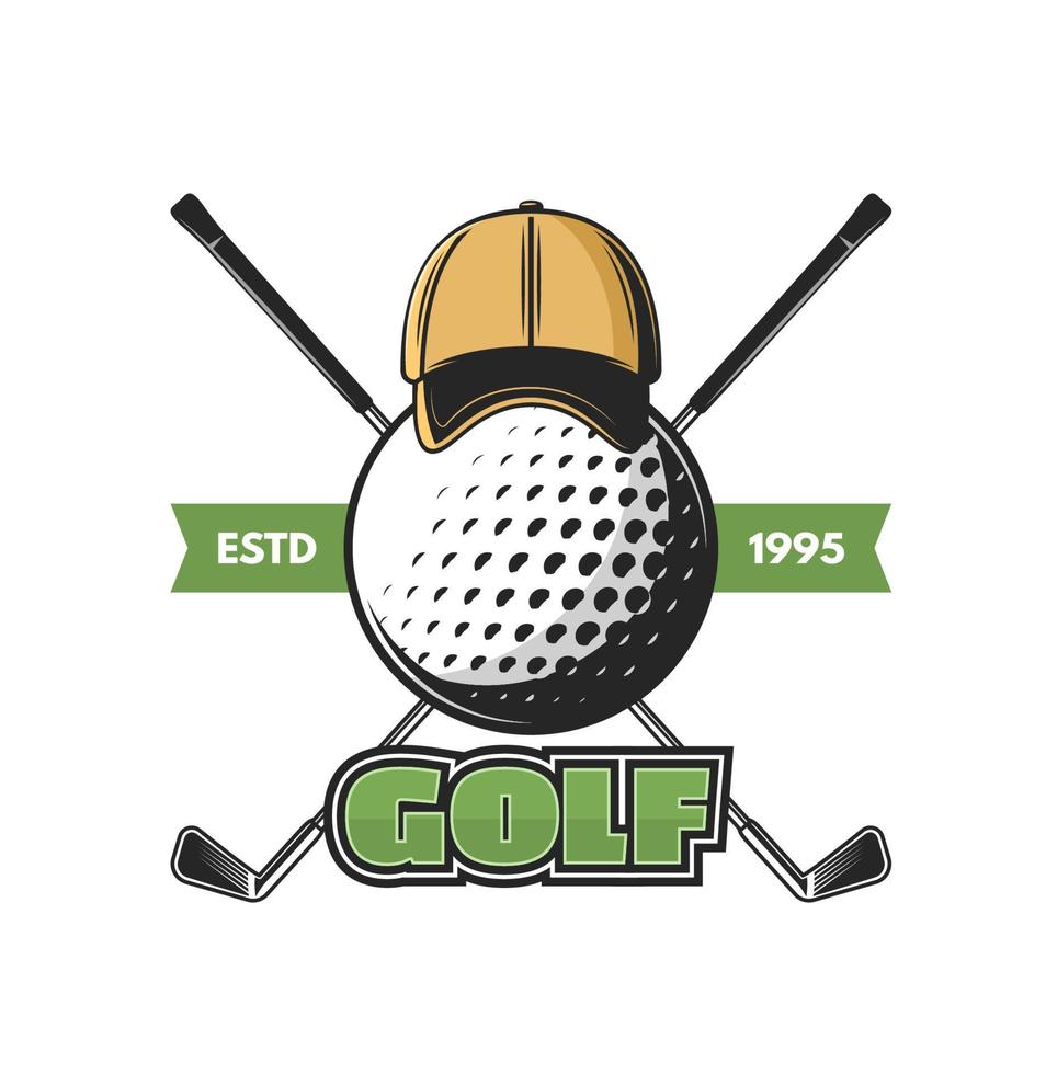 golf sport korsade klubbar ikon, golfspelare klubb emblem vektor