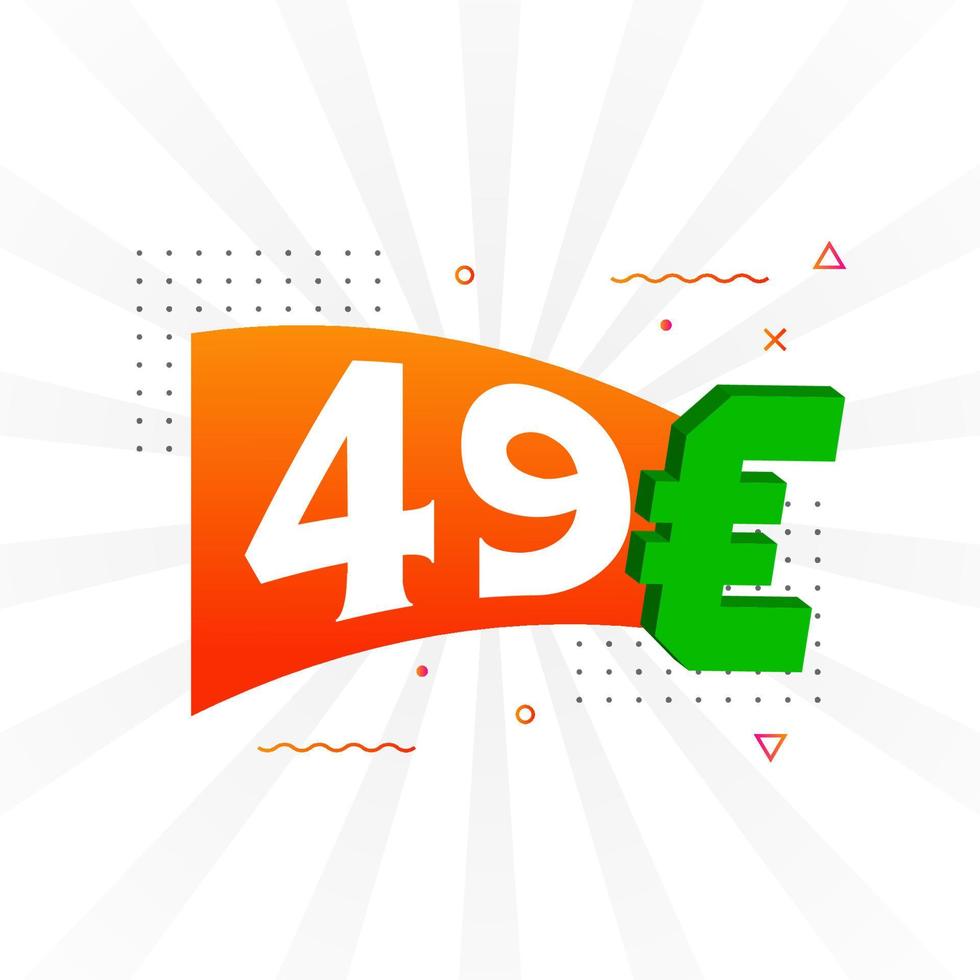 49 euro valuta vektor text symbol. 49 euro europeisk union pengar stock vektor