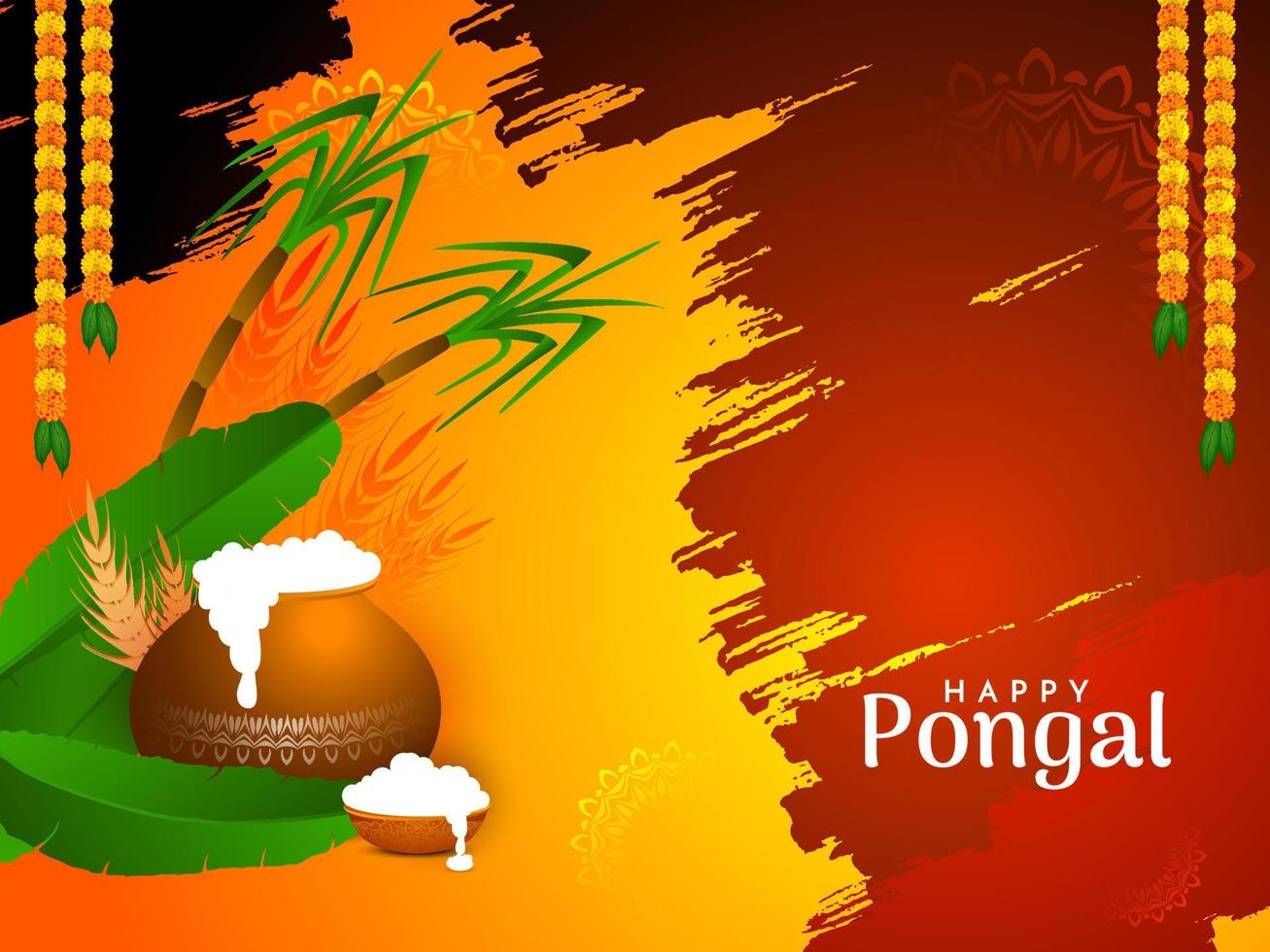 Happy Pongal South Indian Festival Hintergrunddesign vektor