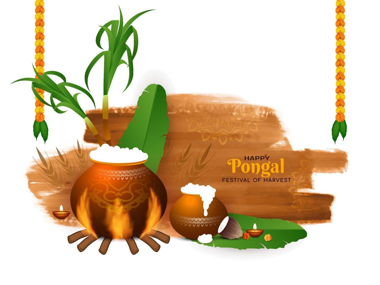 Fröhliches Pongal traditionelles Festival Feier Hintergrunddesign vektor