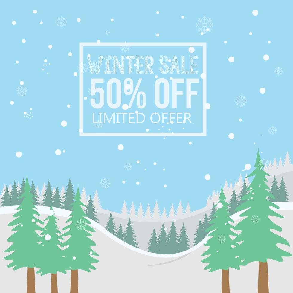 50 procent vinter- försäljning bakgrund vektor