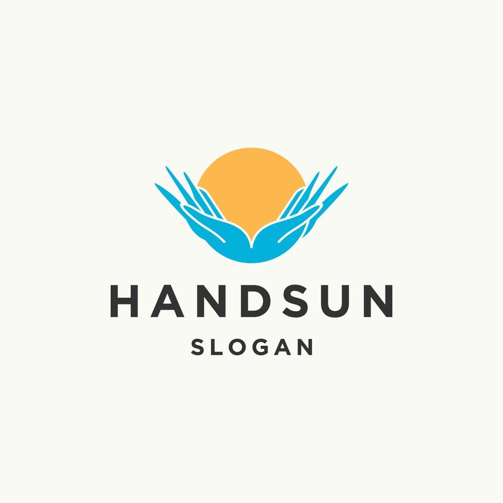 hand solen logotyp ikon designmall vektor illustration