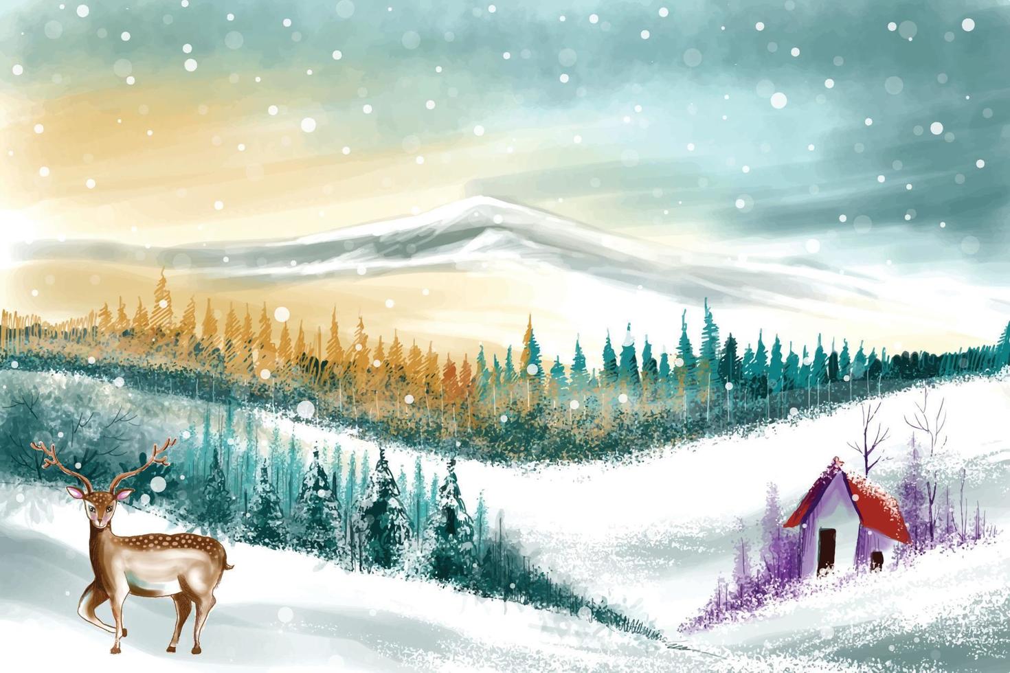 landschaft für winter- und neujahrsferien weihnachtskartenhintergrund vektor