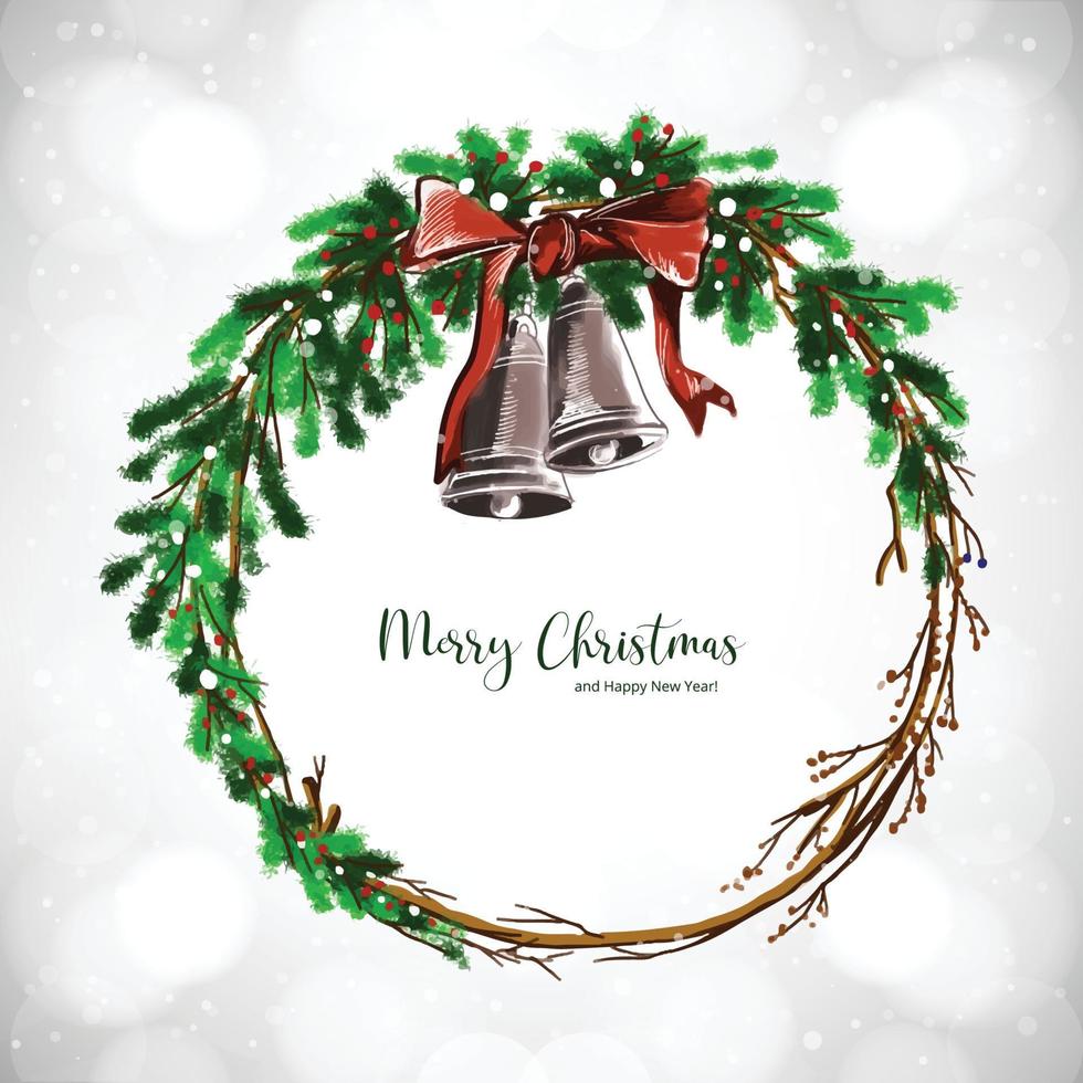 skön konstnärlig firande jul krans dekorativ kort bakgrund vektor